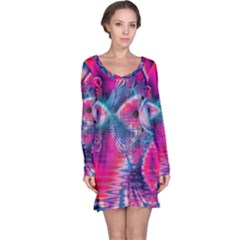 Cosmic Heart Of Fire, Abstract Crystal Palace Long Sleeve Nightdress by DianeClancy