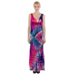 Cosmic Heart Of Fire, Abstract Crystal Palace Maxi Thigh Split Dress by DianeClancy