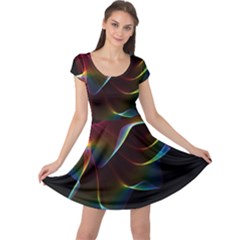 Imagine, Through The Abstract Rainbow Veil Cap Sleeve Dresses by DianeClancy