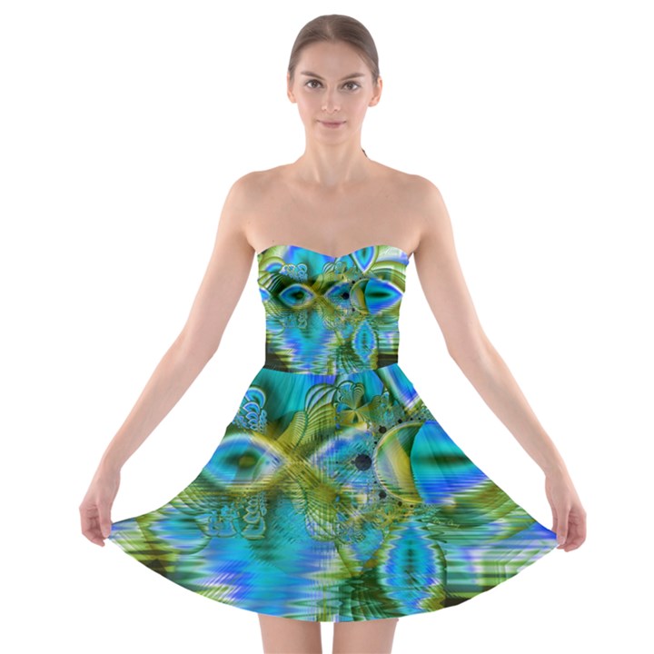 Mystical Spring, Abstract Crystal Renewal Strapless Dresses