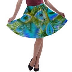 Mystical Spring, Abstract Crystal Renewal A-line Skater Skirt by DianeClancy
