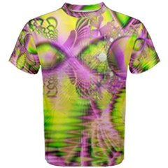 Raspberry Lime Mystical Magical Lake, Abstract  Men s Cotton Tee by DianeClancy