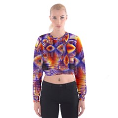 Winter Crystal Palace, Abstract Cosmic Dream (lake 12 15 13) 9900x7400 Smaller Women s Cropped Sweatshirt by DianeClancy