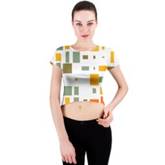 Rectangles And Squares In Retro Colors  Crew Neck Crop Top by LalyLauraFLM