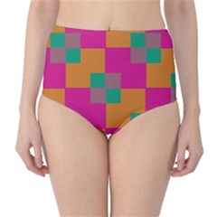 Squares    High-waist Bikini Bottoms by LalyLauraFLM