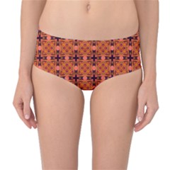 Peach Purple Abstract Moroccan Lattice Quilt Mid-waist Bikini Bottoms by DianeClancy