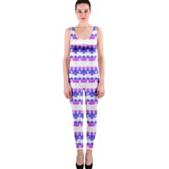 Floral Stripes Pattern Print Onepiece Catsuit by dflcprintsclothing