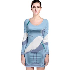 Egret Long Sleeve Bodycon Dress by WaltCurleeArt