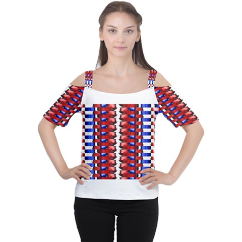 The Patriotic Flag Women s Cutout Shoulder Tee by SugaPlumsEmporium