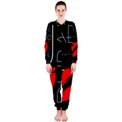 Greetings From Dubai  Red Lipstick Kiss Black Postcard Uae United Arab Emirates Onepiece Jumpsuit (ladies)  by yoursparklingshop
