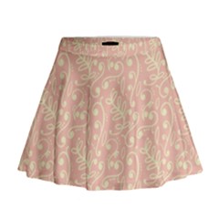Girly Pink Leaves And Swirls Ornamental Background Mini Flare Skirt by TastefulDesigns