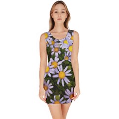 Yellow White Daisy Flowers Sleeveless Bodycon Dress by yoursparklingshop