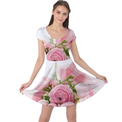Romantic Pink Flowers Cap Sleeve Dresses by yoursparklingshop