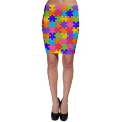 Funny Colorful Jigsaw Puzzle Bodycon Skirts by yoursparklingshop