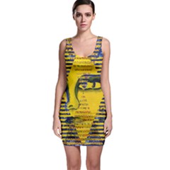 Conundrum Ii, Abstract Golden & Sapphire Goddess Sleeveless Bodycon Dress by DianeClancy