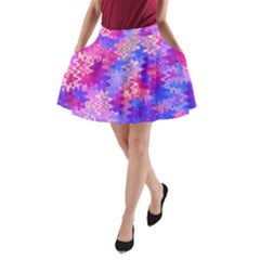 Pink And Purple Marble Waves A-line Pocket Skirt by KirstenStar