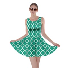 Emerald Green Quatrefoil Pattern Skater Dress by Zandiepants