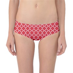 Red White Quatrefoil Classic Pattern Classic Bikini Bottoms by Zandiepants