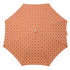 Tangerine Orange Quatrefoil Pattern Straight Umbrella by Zandiepants