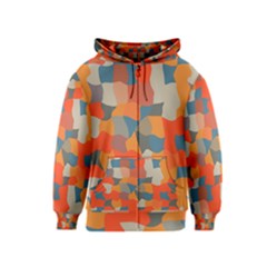 Retro Colors Distorted Shapes                           Kids Zipper Hoodie by LalyLauraFLM