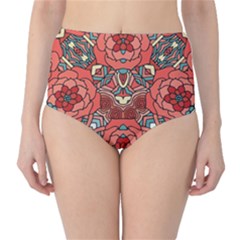 Petals, Pale Rose, Bold Flower Design High-waist Bikini Bottoms by Zandiepants