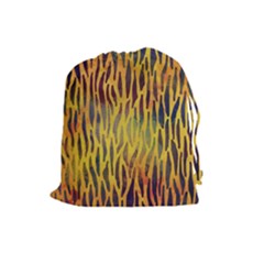 Colored Tiger Texture Background Drawstring Pouches (large) 