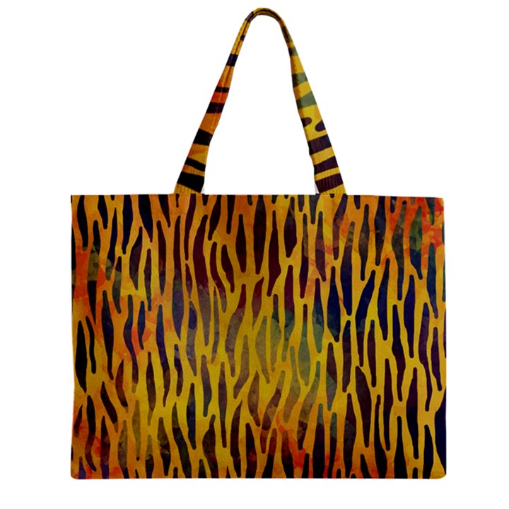 Colored Tiger Texture Background Zipper Mini Tote Bag