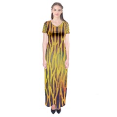 Colored Tiger Texture Background Short Sleeve Maxi Dress by TastefulDesigns