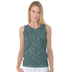 Whimsical Feather Pattern, Forest Green Women s Basketball Tank Top by Zandiepants