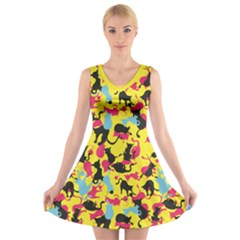 Camouflage Color2 V-neck Sleeveless Dress