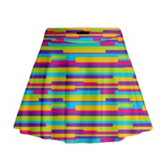 Colorful Stripes Background Mini Flare Skirt by TastefulDesigns