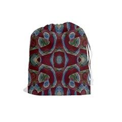 Fancy Maroon Blue Design Drawstring Pouches (large)  by BrightVibesDesign