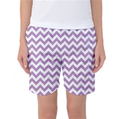 Lilac Purple & White Zigzag Pattern Women s Basketball Shorts by Zandiepants