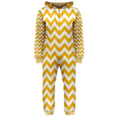Sunny Yellow & White Zigzag Pattern Hooded Jumpsuit (ladies) 