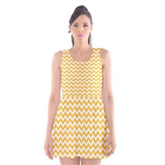 Sunny Yellow & White Zigzag Pattern Scoop Neck Skater Dress by Zandiepants