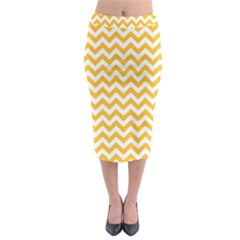 Sunny Yellow & White Zigzag Pattern Midi Pencil Skirt by Zandiepants