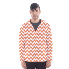 Tangerine Orange & White Zigzag Pattern Hooded Wind Breaker (men) by Zandiepants