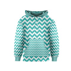 Turquoise & White Zigzag Pattern Kids  Pullover Hoodie