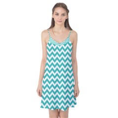 Turquoise & White Zigzag Pattern Camis Nightgown by Zandiepants