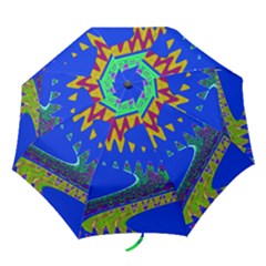 Colorful Wave Blue Abstract Folding Umbrellas by BrightVibesDesign