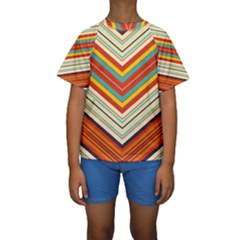Bent Stripes                                     Kid s Short Sleeve Swimwear by LalyLauraFLM