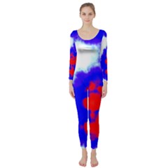 Red White And Blue Sky Long Sleeve Catsuit by TRENDYcouture
