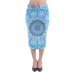 Sapphire Ice Flame, Light Bright Crystal Wheel Midi Pencil Skirt by DianeClancy