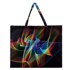 Aurora Ribbons, Abstract Rainbow Veils  Zipper Large Tote Bag by DianeClancy