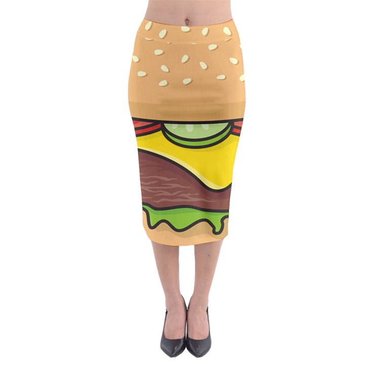 Cheeseburger Midi Pencil Skirt