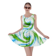 Tie Dye Green Blue Abstract Swirl Skater Dress by BrightVibesDesign