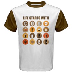 Life Starts With Coffee Men s Cotton Tee by Contest2305378