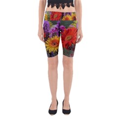 Colorful Flowers Yoga Cropped Leggings by MichaelMoriartyPhotography