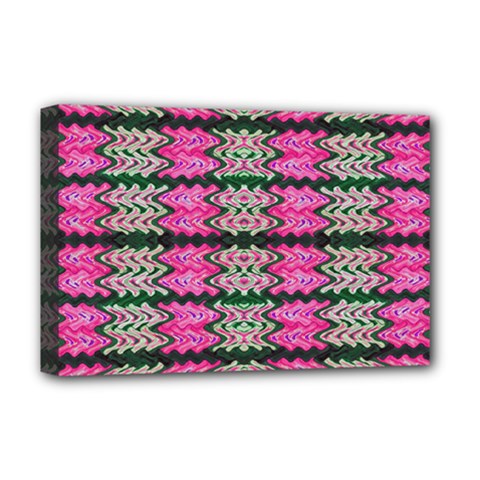 Pattern Tile Pink Green White Deluxe Canvas 18  X 12   by BrightVibesDesign