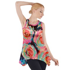 Painted Pastel Roses Side Drop Tank Tunic by LisaGuenDesign